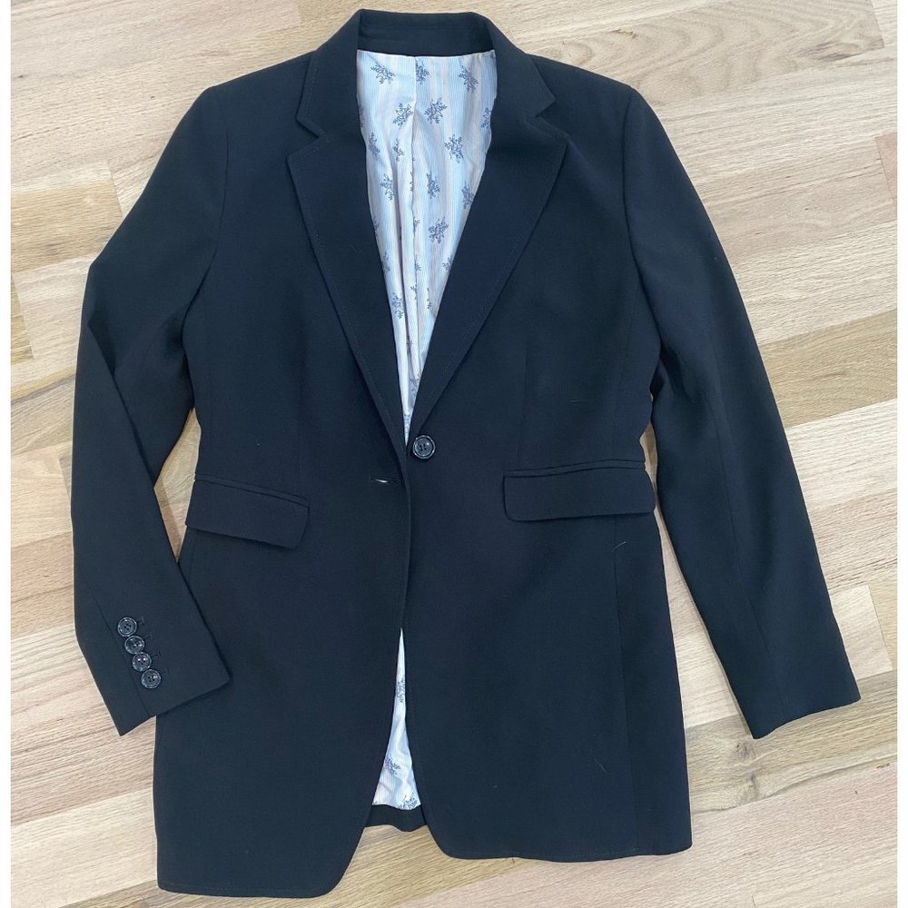 LOFT - SLIM LONGLINE ELONGATED BLAZER - BLACK - SMALL / MEDIUM